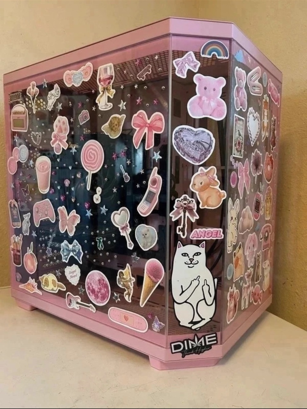 Pink Decorative Sticker-Covered PC